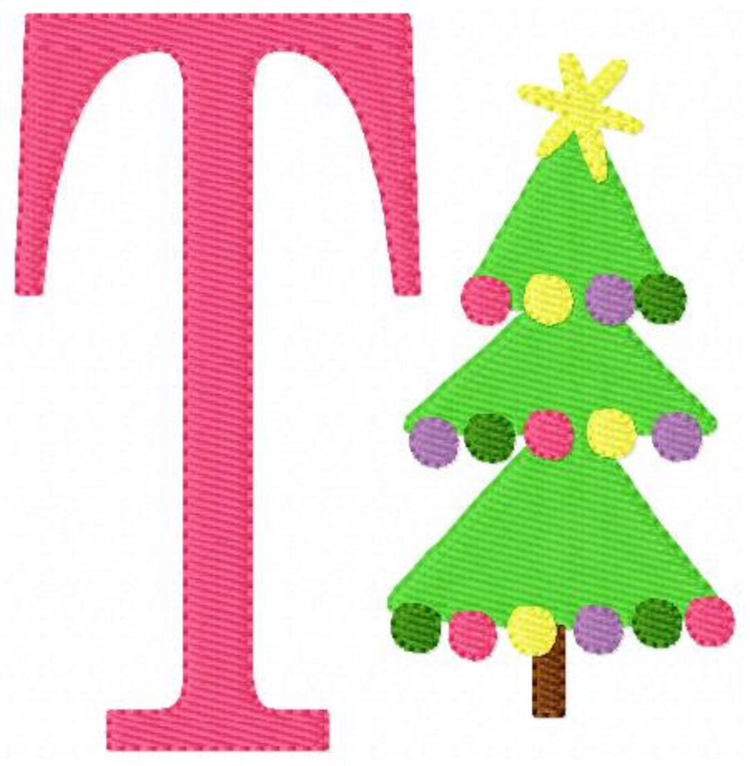 Pom Monogram Pom Pom Christmas Tree Monogram Embroidery Design Set, Christmas Tree ...