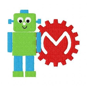 Robot with Gears Monogram Machine Embroidery Designs Font Set, Machine Embroidery Designs, Embroidery Font   // Joyful Stitches