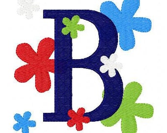 Flowers Monogram Embroidery Font Design Set, Machine Embroidery Designs, Embroidery Font // Joyful Stitches