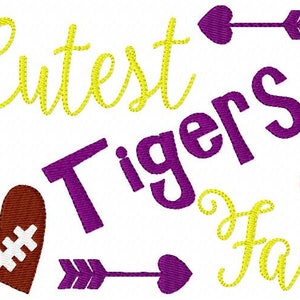 Embroidery Design, Tigers // Football // Cutest Fan //  // Sports Embroidery Design // Bonus Included // Joyful Stitches