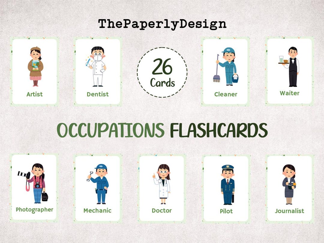 Occupation Flashcards : 26 Jobs & Professions for Kids (digital ...