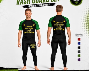Custom Men Rash Guard and Spat set – Personalized MMA Compression Shirt
