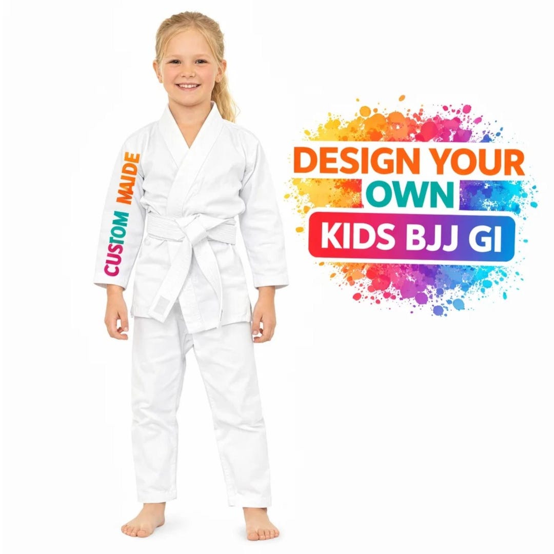 Custom Kids White BJJ Gi – Design Your Own, Lightweight Cotton ...