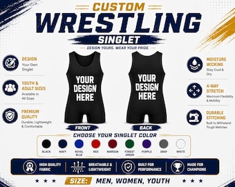 Traje de lucha libre personalizado / Uniforme de equipo con nombre, número y personalización (para hombres, mujeres y jóvenes)