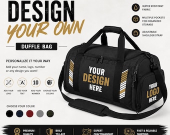 Custom Duffle Bag – Personalized Gym, BJJ, Travel Weekender Bag (Name & Logo)