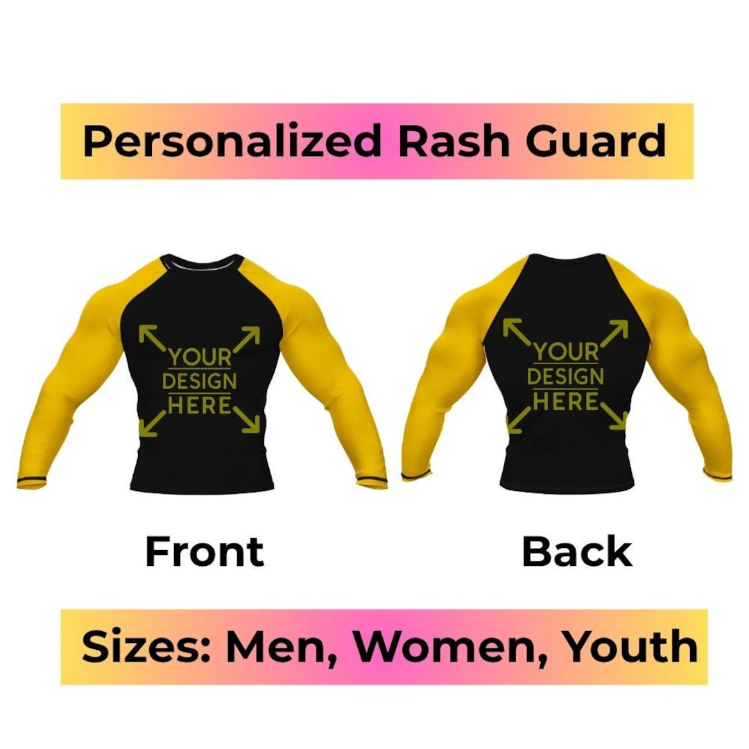 Gold Rash Guard Designs Custom Design Rashguard - Design Your Own Rash Guard - Etsy
