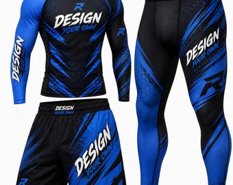 Custom Rash Guard, Short, Spat - Personalized MMA Compression Shirt - Men|Women|Kids