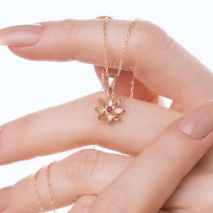 Dainty July Birthflower Pendant, Tiny Flower Necklace With Ruby Birthstone, Water Lily Flower Charm, July Birthday Gift, Bridesmaid Gift
