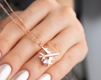 Pilot Necklace Airplane Pendant Silver Aviation Jewelry Flight Attendant Cabin Crew Traveler Career Gift