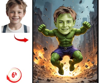 Personalized Hulk Superhero Portrait,Hulk Portrait,Personalized Superhero Portrait,Get Your Own Superhero Portrait From Your Photo,Hulk Gift
