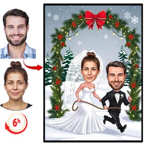 Custom Wedding Couple Caricature, Personalized Wedding Cartoon Portrait, Wedding Caricature, Funny Couple Caricature, Family Portrait Gift