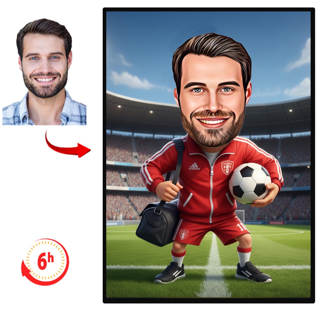 Custom Soccer Coach Cartoon Portrait From Photo | Soccer Coach ...