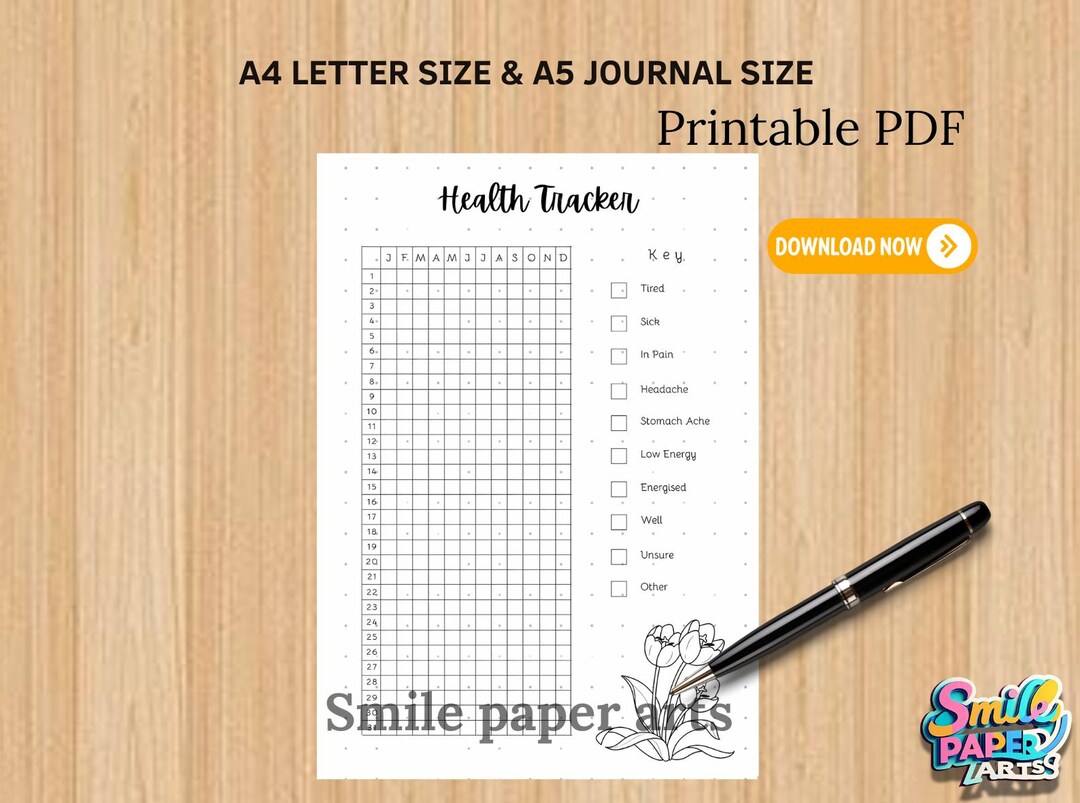 Health Tracker - PRINTABLE Journal Page - Medical Tracker - Pain ...