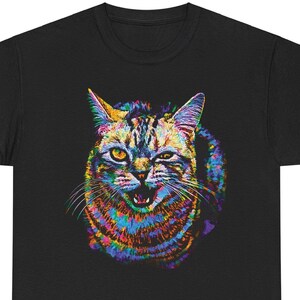 Cattitude Colorful CAT Art Unisex Ultra Cotton Tee, Pop Art Cat T-Shirt, Cat Lover Shirt, Animal Lover Gifts, Cat Lady Shirt, Kitty Shirt