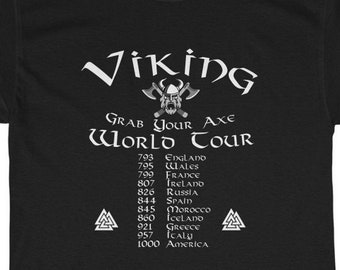 Viking World Tour Unisex Heavy Cotton Tee, Viking T Shirt, Norse T Shirt
