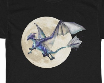 Dragon Moon Unisex Heavy Cotton Tee Shirt, Dragon T-Shirt, Dragon Gifts, Dragon Lovers Shirt