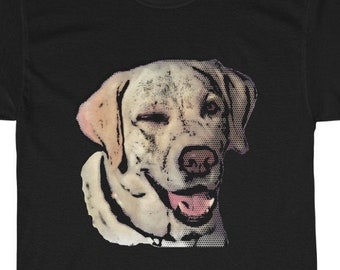 Winking Dog T Shirt, Yellow Lab Unisex Ultra Cotton Tee, Dog Art T Shirt, Dog Lover Shirt, Animal Lover Gifts, Pop Art Dog Shirt