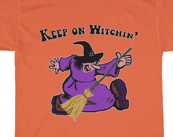 Keep On Witchin' T-Shirt, Halloween Shirt, Witch Shirt, Funny Retro Shirt, Unisex Heavy Cotton Tee, Halloween Witch