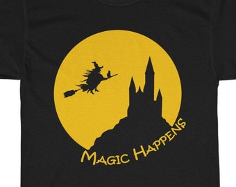 Magic Happens T-Shirt, Witch T-Shirt, Halloween Shirt, Wiccan Clothing, Witch clothing, Unisex Heavy Cotton Tee
