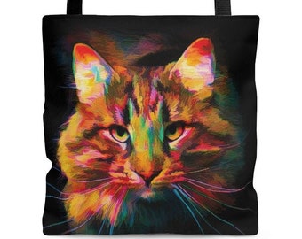 Pop Art Cat Tote Bag, Three Sizes