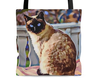 Siamese Cat Tote Bag, Three Sizes