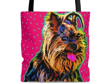 Cute Dog Pop Art Tote Bag, Three Sizes