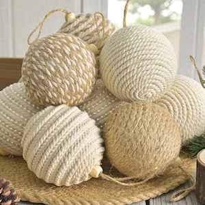 Rustic Jute Rope Christmas Balls Set – 12pcs 8cm Handmade Rope Wrapped Ornaments for Tree Decor, DIY Crafts & Cozy Holiday Styling
