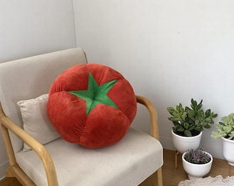 Tomato-Shaped Round Cushion with Veggie Pillow – Fun Persimmon & Mushroom Floor Pad for Bedroom, Sofa or Window Seat Decor