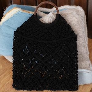 Boho Baumwollseil Netzbeutel - hohle gestrickte Tasche für Frauen - Sommer-Mesh-Strandtasche - Trendige Schultertasche für den Urlaub
