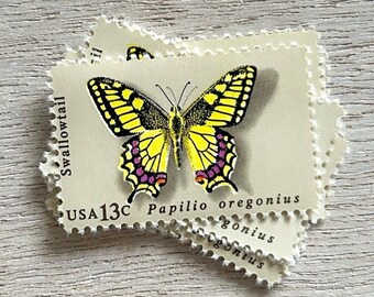 Set of Swallowtail Butterflies . 13 cent . Unused Vintage Postage Stamps
