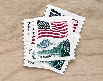 Set of 5 . Yosemite National Park . 25 cent . Unused Vintage Postage Stamps