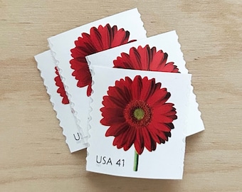 Set of 5 . Gerbera Daisy . 41 cent . Unused Vintage Postage Stamps
