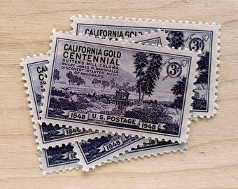 Set of 10 . California Gold . 3 cent . Unused Vintage Postage Stamps