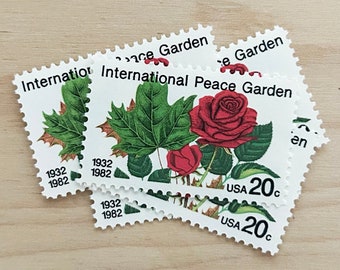 Set of 10 . International Peace Garden . 20 cent . Unused USPS Vintage Postage Stamps