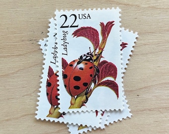 Wildlife Ladybug . 22 cent . Unused Vintage Postage Stamps