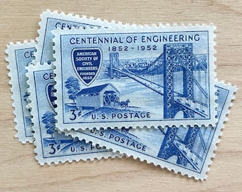 Set of 10 . New York Engineering . 3 cent . Unused USPS Vintage Postage Stamps