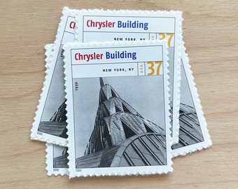 Set of 5 . Chrysler Building . 37 cent . Unused Vintage Postage Stamps
