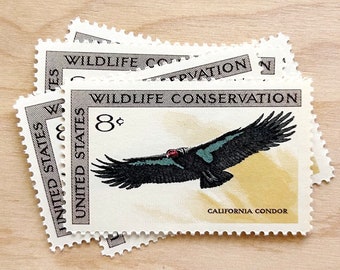 Set of 10 . California Condor . 8 cent . Unused Vintage Postage Stamps