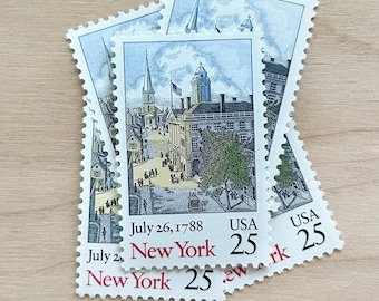 Set of 5 . New York . 25 cent . Unused Vintage Postage Stamps