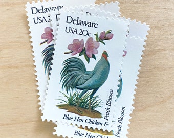 Set of 5 . Delaware State Bird & Flower . 20 cent . Unused Vintage Postage Stamps