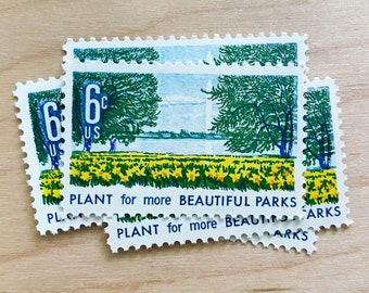 Set of 5 . Beautiful Parks . 6 cent . Unused Vintage Postage Stamps
