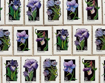 Purple Wildflowers . 29 cent . Unused Vintage Postage Stamps