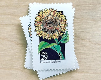 Sets Sunflower Wildflowers . 29 cent . Unused Vintage Postage Stamps