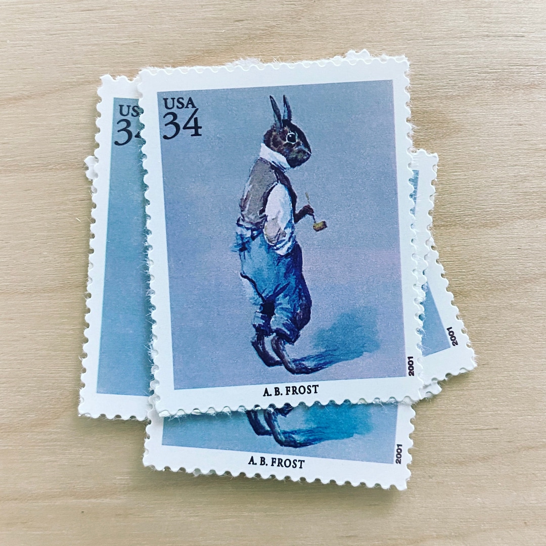 Cheap Rabbit Stamps Set of 5 . Rabbit Illustrations . 34 Cent . Unused Vintage Postage ...
