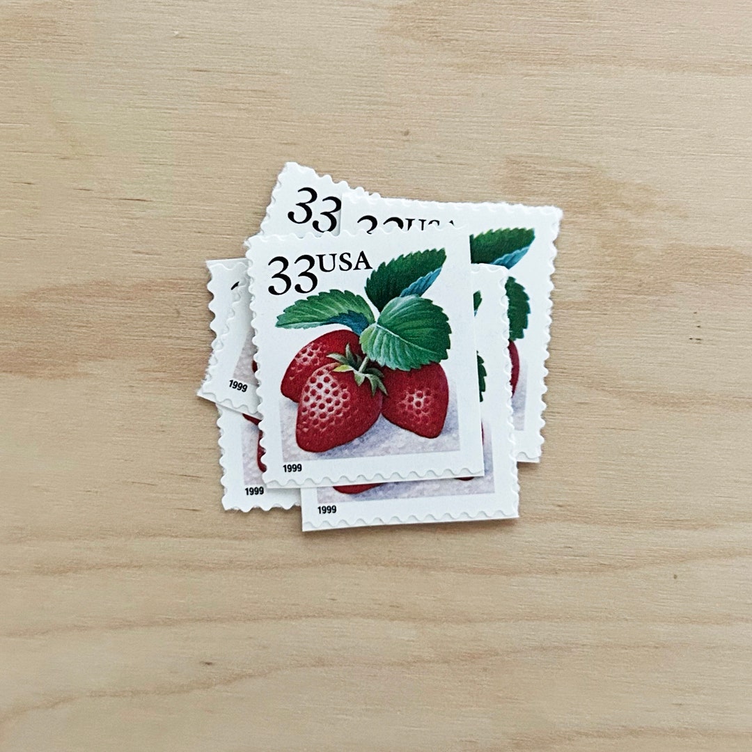 10 Strawberry Stamps Vintage Unused 33 Cent Strawberry Postage Stamps Red  Berry Stamps for Mailing