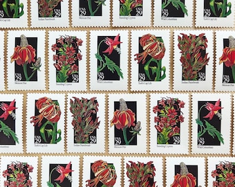 Red Wildflowers . 29 cent . Unused Vintage Postage Stamps