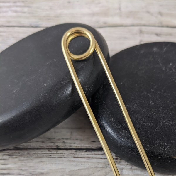 Brass Mini Hair Pin for Half Bun UpDo - Handmade Wire Hair Fork - Simple Minimal Hair Accessories - Gift For Her