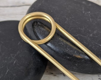 Looped Brass Hair Pin - Wire Hair Fork - Simple Minimal Handmade Hair Accessories - Gift For Her