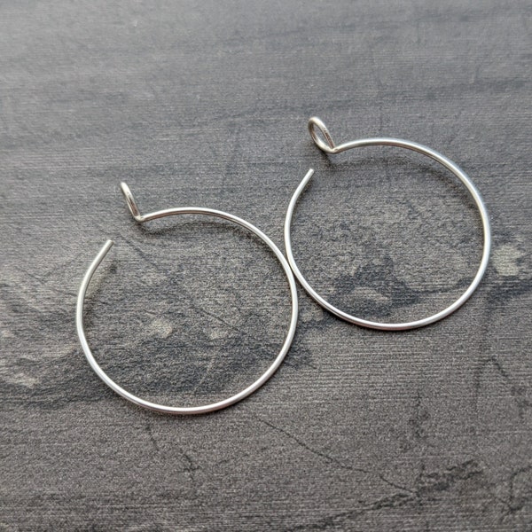 1" Sterling Silver Reverse Hoop Earrings - Thin Lightweight Wire Earrings - Handmade Gift For Her