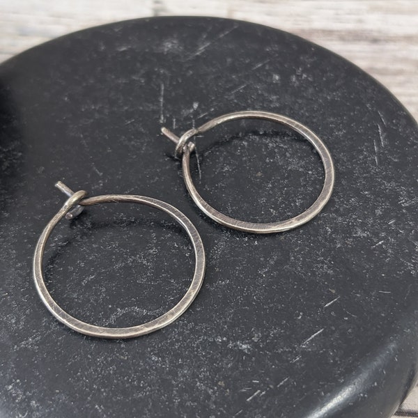 Oxidized Sterling Silver 3/4" Hoops - 18 Gauge Handmade Hoop Earrings - Gift for Her
